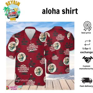 Birra Moretti Hawaiian Coconut Island Pattern Hawaiian Beer Lover Shirt Classic Flowers Beer Aloha Shirt