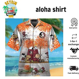 Florida State Seminoles Snoopy Autumn Short Sleeve Button Up Tropical Hawaiian Shirt