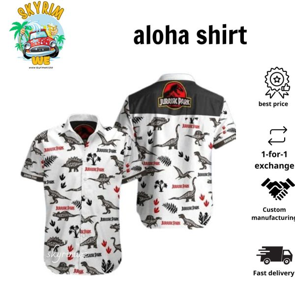 Jurassic Park Hawaiian Shirt Types Of Dinosaur Black White Hawaii Shirt Jurassic Park Aloha Shirt