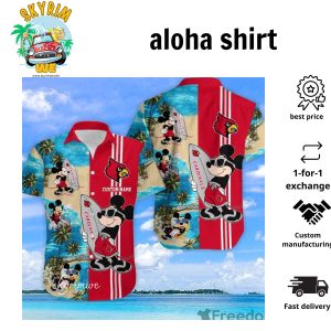 NCAA Louisville Cardinals Custom Name Mickey Mouse Hawaiian Shirt